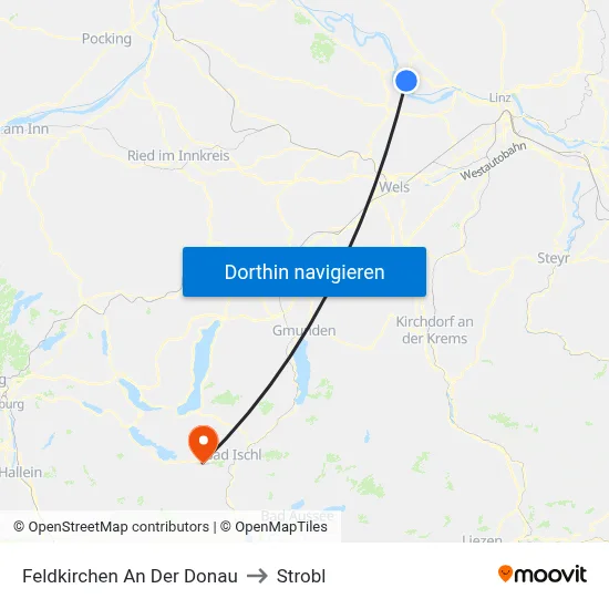 Feldkirchen An Der Donau to Strobl map