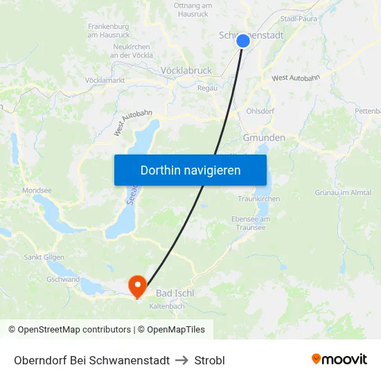 Oberndorf Bei Schwanenstadt to Strobl map