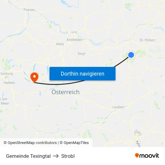 Gemeinde Texingtal to Strobl map