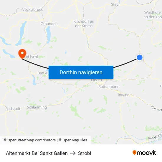 Altenmarkt Bei Sankt Gallen to Strobl map