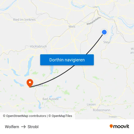 Wolfern to Strobl map