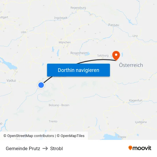 Gemeinde Prutz to Strobl map