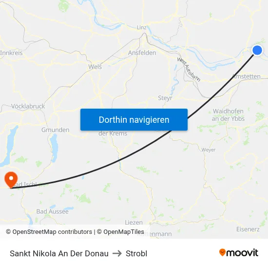 Sankt Nikola An Der Donau to Strobl map