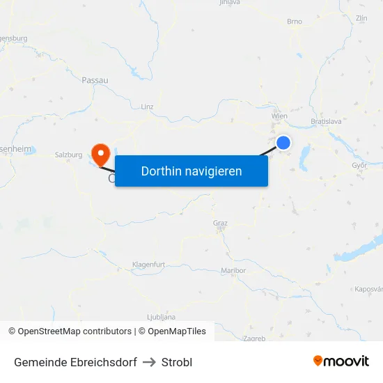 Gemeinde Ebreichsdorf to Strobl map