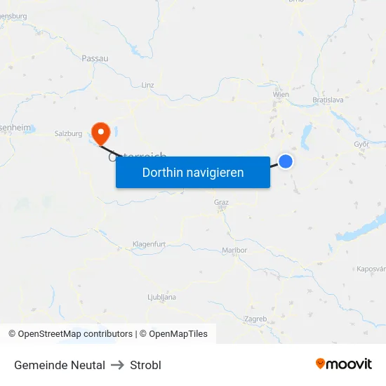 Gemeinde Neutal to Strobl map
