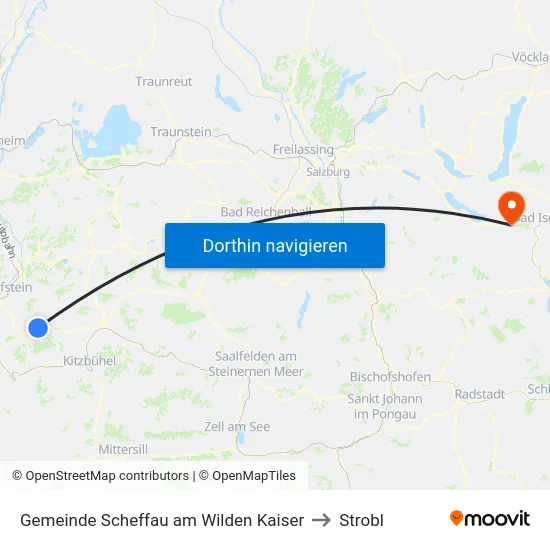 Gemeinde Scheffau am Wilden Kaiser to Strobl map