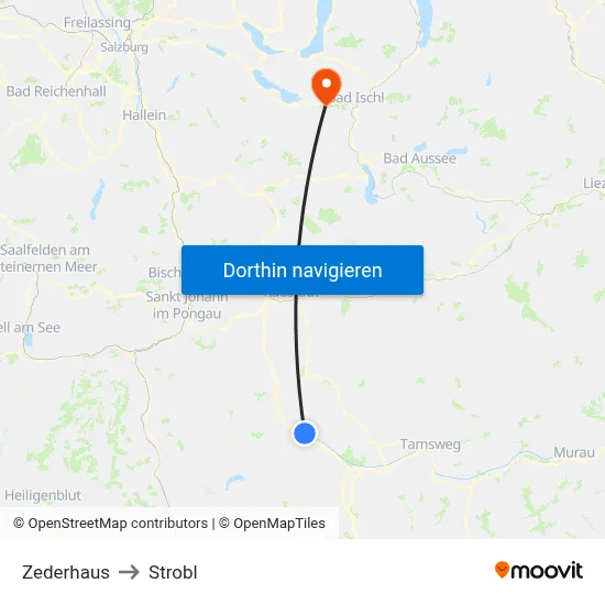 Zederhaus to Strobl map