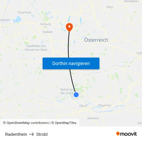 Radenthein to Strobl map