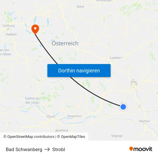 Bad Schwanberg to Strobl map