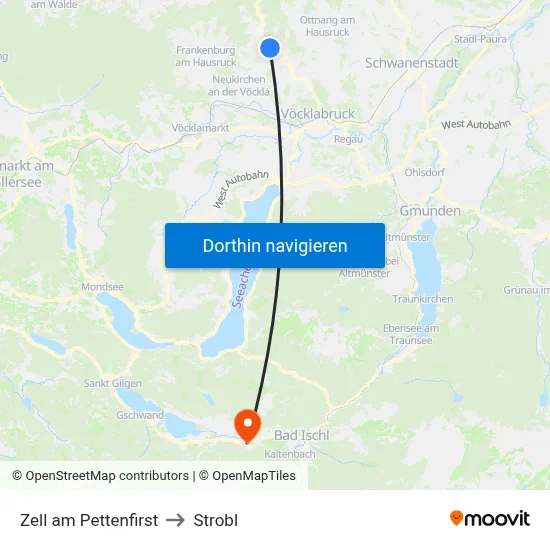Zell am Pettenfirst to Strobl map