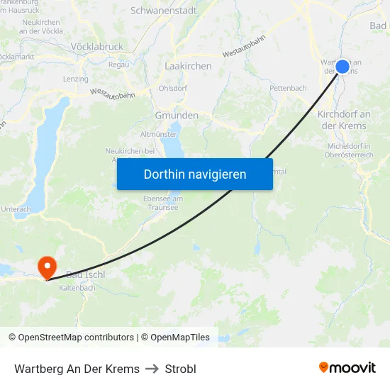 Wartberg An Der Krems to Strobl map