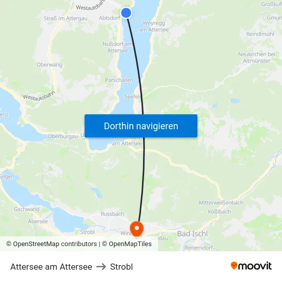 Attersee am Attersee to Strobl map