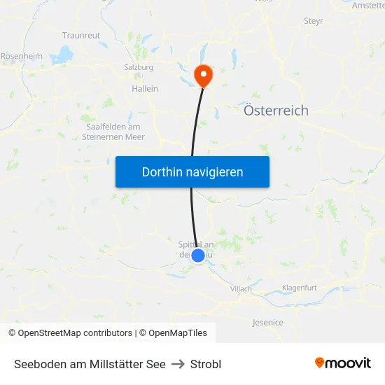 Seeboden am Millstätter See to Strobl map