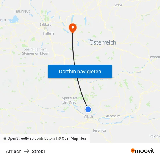 Arriach to Strobl map