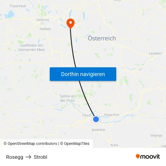 Rosegg to Strobl map