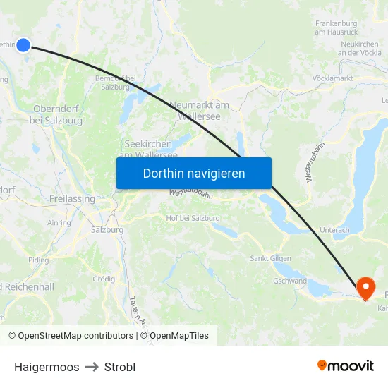 Haigermoos to Strobl map