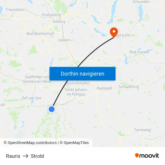 Rauris to Strobl map