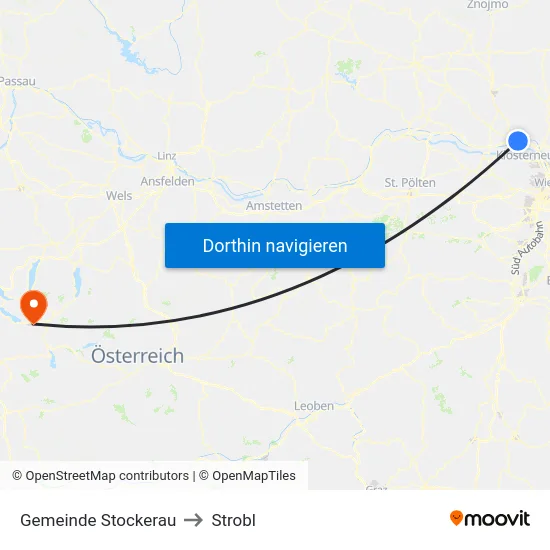 Gemeinde Stockerau to Strobl map