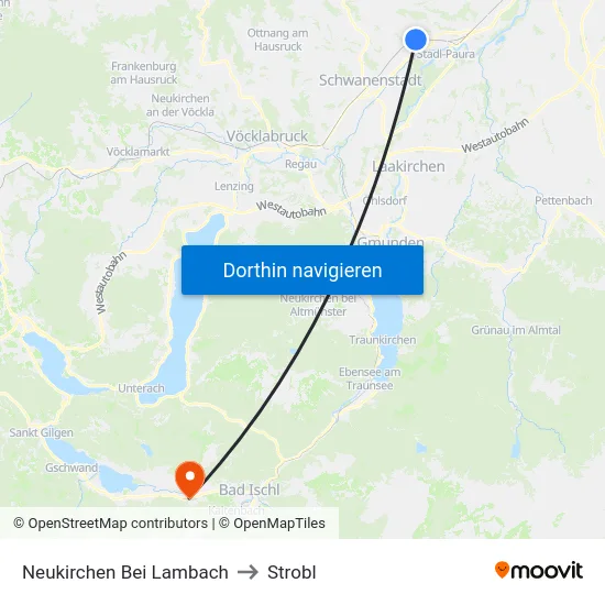 Neukirchen Bei Lambach to Strobl map