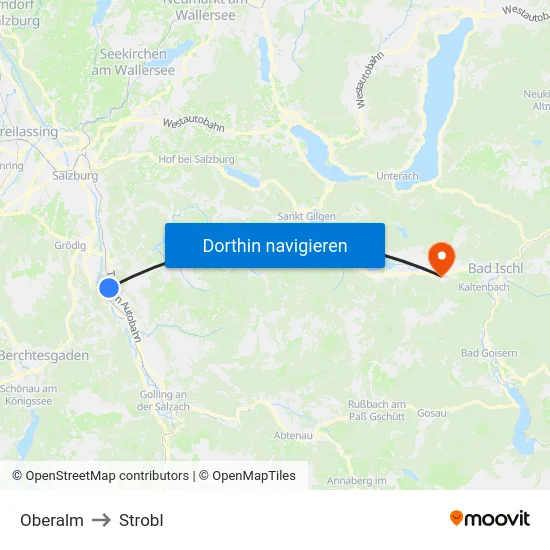 Oberalm to Strobl map