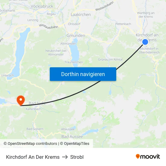 Kirchdorf An Der Krems to Strobl map