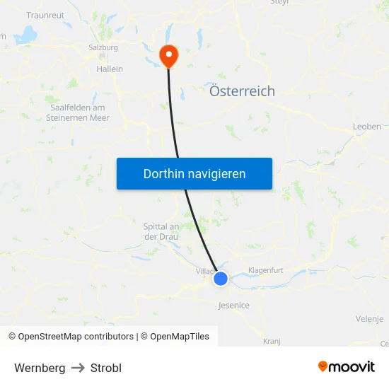 Wernberg to Strobl map