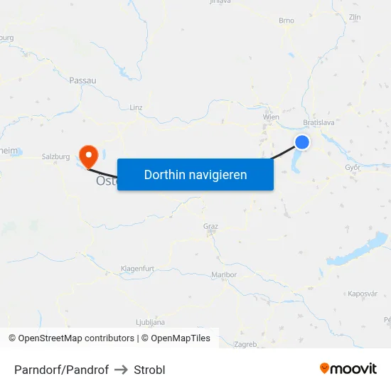 Parndorf/Pandrof to Strobl map