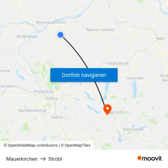 Mauerkirchen to Strobl map
