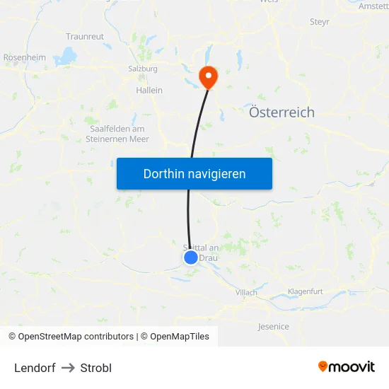 Lendorf to Strobl map
