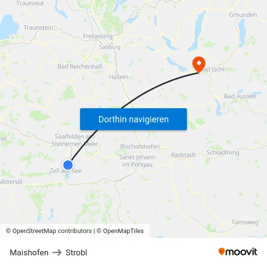 Maishofen to Strobl map