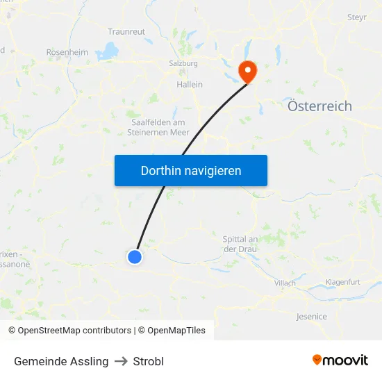 Gemeinde Assling to Strobl map