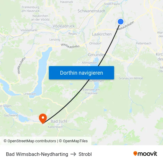 Bad Wimsbach-Neydharting to Strobl map