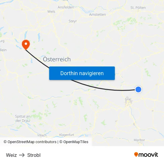 Weiz to Strobl map