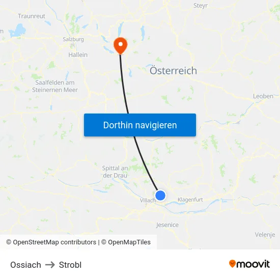 Ossiach to Strobl map