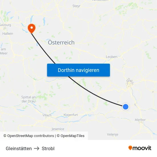 Gleinstätten to Strobl map