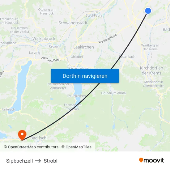 Sipbachzell to Strobl map