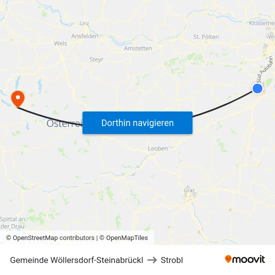 Gemeinde Wöllersdorf-Steinabrückl to Strobl map
