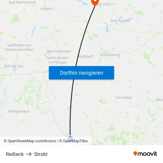 Reißeck to Strobl map