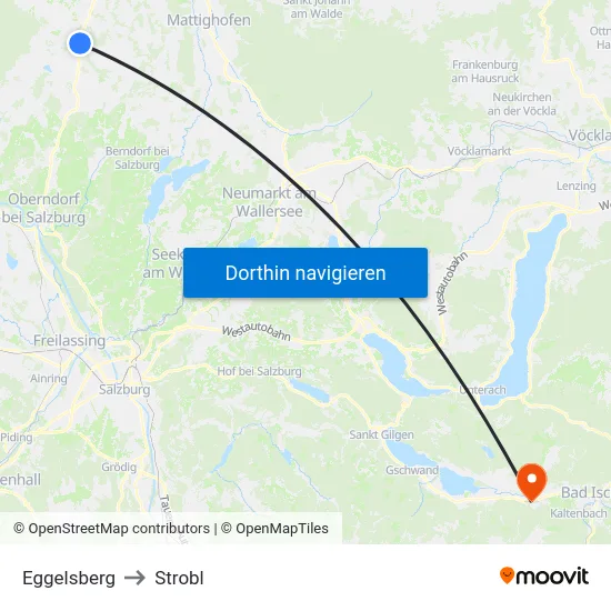 Eggelsberg to Strobl map