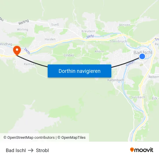 Bad Ischl to Strobl map