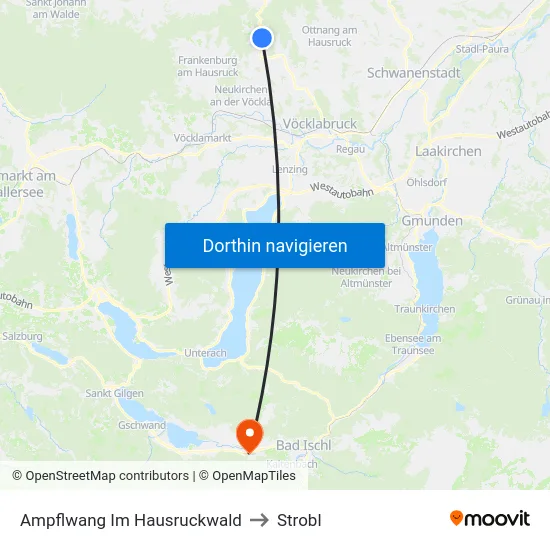 Ampflwang Im Hausruckwald to Strobl map
