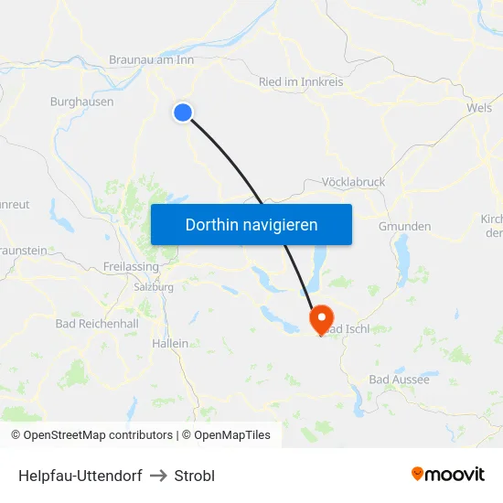 Helpfau-Uttendorf to Strobl map