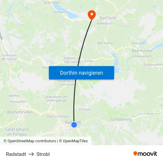 Radstadt to Strobl map