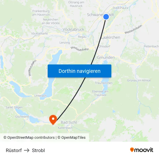 Rüstorf to Strobl map