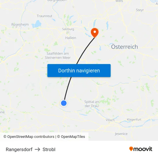 Rangersdorf to Strobl map
