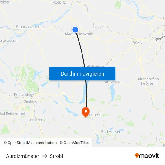 Aurolzmünster to Strobl map