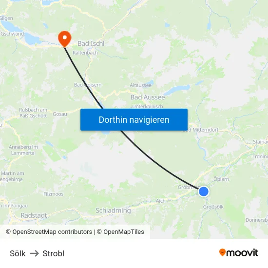 Sölk to Strobl map