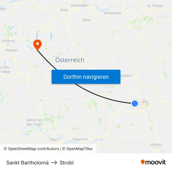 Sankt Bartholomä to Strobl map