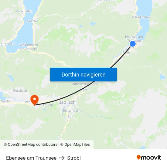 Ebensee am Traunsee to Strobl map