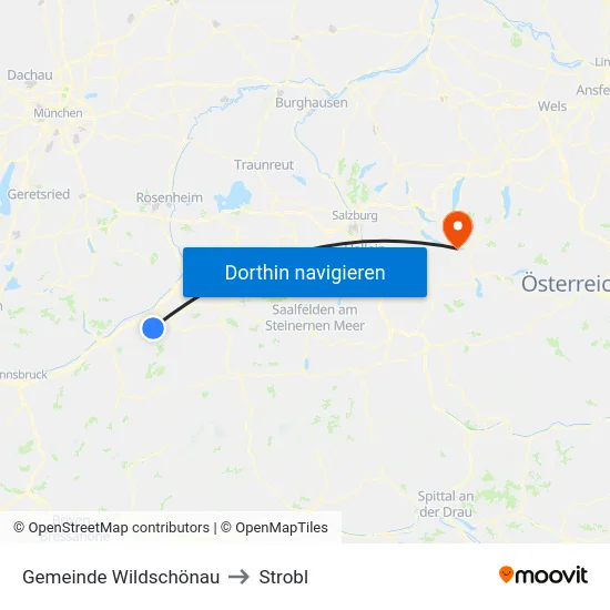 Gemeinde Wildschönau to Strobl map